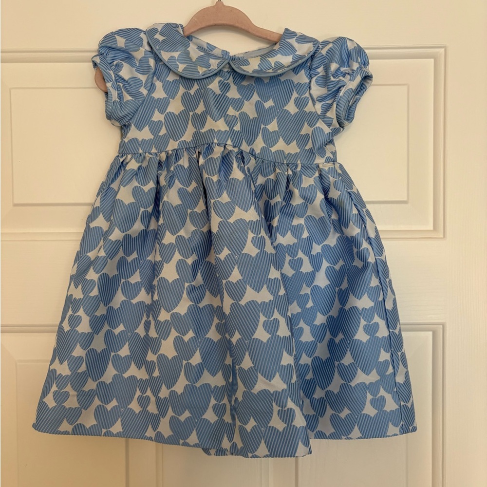 Rachel Riley Blue and White Heart Print Dress